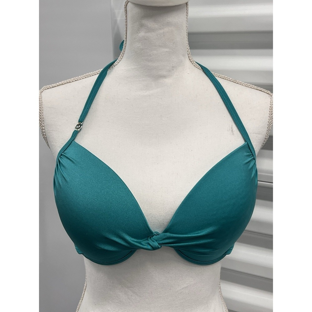 Victoria's Secret Blue Maldives Twist Front Demi Push Up Swim Bikini Top 36D